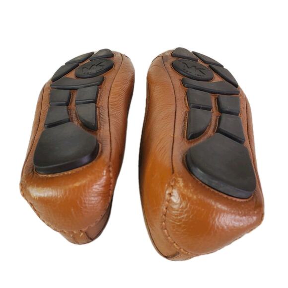 Michael Kors Fulton Moc Ballet Flat Shoes Sz 9M Saffiano Leather Tan Slip On - Picture 14 of 15